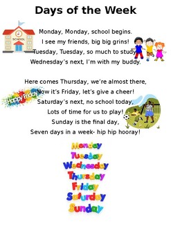 Preview of Days of the Week poem (editable)