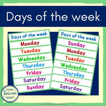 Days of the week by Your English Quest | TPT