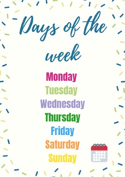 Days of the week by aplicatic | TPT