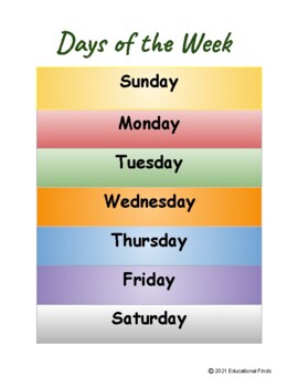 Days of the week by EducationalFinds | TPT