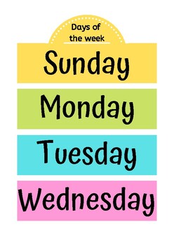Preview of Days of the week FREE PRINTABLE