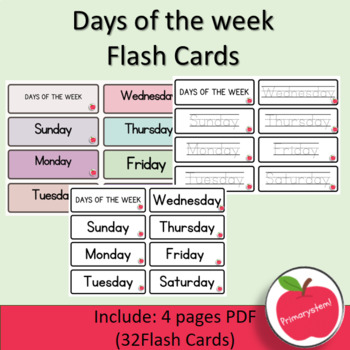 Preview of Days of the week Flash Cards