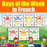 Days of the week Flash Cards in French . printable posters for Classroom decor.