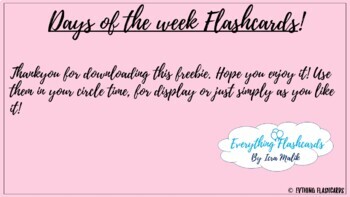 Preview of Days of the week Flashcards FREEBIE!