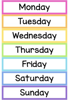 Days of the week/ Months of the year RAINBOW by adaptive teaching