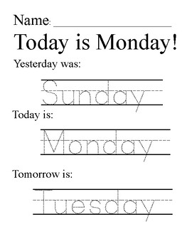 Days of the week activity-Monday by Heather Moore | TPT