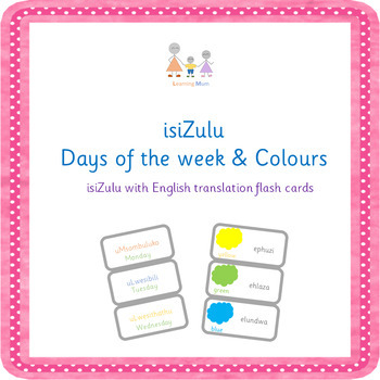 days of the week and colours in isizulu by learning mum tpt