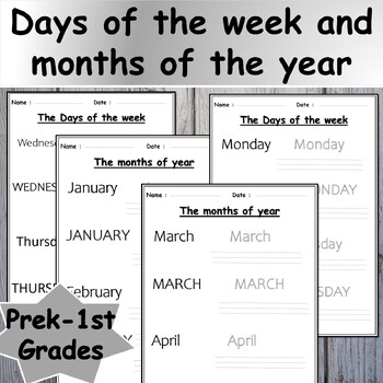 Days of the week and months of the year tracing back to school ...