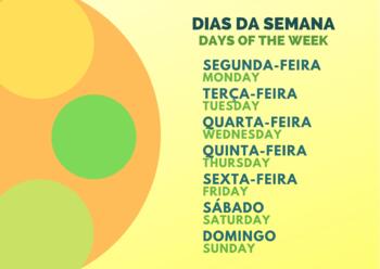 Preview of Days of the week bilingual poster in Portuguese and English