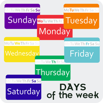 Preview of Days of the week colourful flashcards