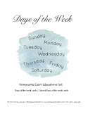 Days of the week flash cards | Watercolor and Minimalist p