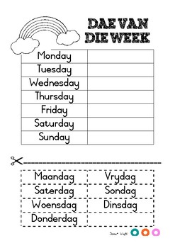 Days of the week in Afrikaans by Sweetpeas in Second | TpT