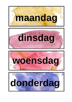Days of the week labels watercolor Dutch and English by Anthea Van ...