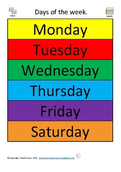 Days of the week matching and sequencing Activity. | TpT