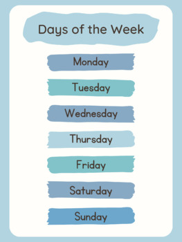Preview of Days of the week poster