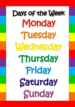 Days Of The Week - Poster   Chart   Flashcards - Classroom Decor