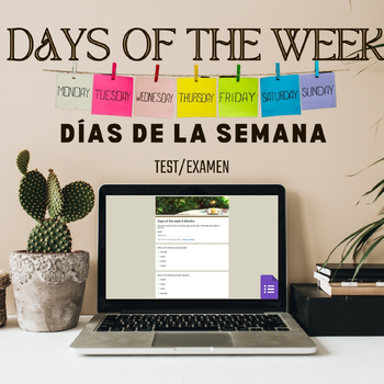 Preview of Days of the week test/ Dias de la semana examen