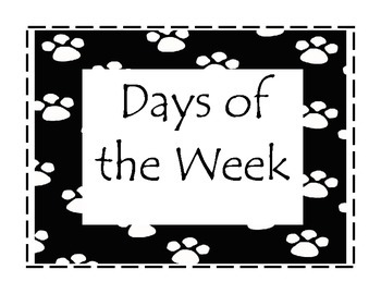 Preview of Days of the week with Paw print border