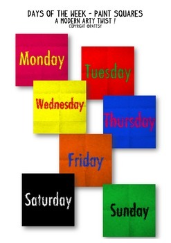 Preview of Days of the week with a modern arty twist for displays or activities