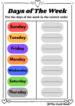Preview of Days of the week - worksheet