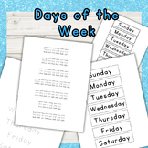 Days of the week worksheets tracing sight words