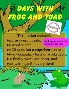 Preview of Days with Frog and Toad (by Arnold Lobel) Reading Packet for All 5 Stories!