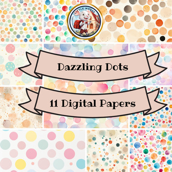 Preview of Dazzling Dots Watercolor Digital Papers, Backgrounds, Clip Art