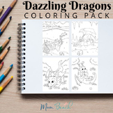 Dazzling Dragons Coloring Pack - 30 Pages - 8.5 x 11 - Kid