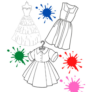 Coloring Pages Dresses For Girls | How to Draw Dresses To Color For Kids |  Learn Colors - YouTube