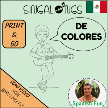 Preview of De Colores / Sing Along Video Song and Worksheets