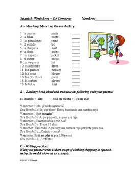 spanish vocabulary worksheets teaching resources tpt