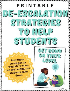 Preview of De-Escalation Strategies To Help Students - Bulletin Board Printables