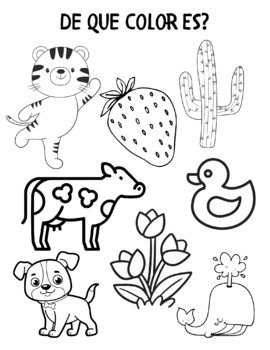 Preview of De Que Color Es? - Early Childhood Spanish Learning Activity - Los Colores