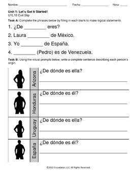 ¿De dónde eres?/ es él/ella? Spanish Complete LP, Worksheets & Assessment