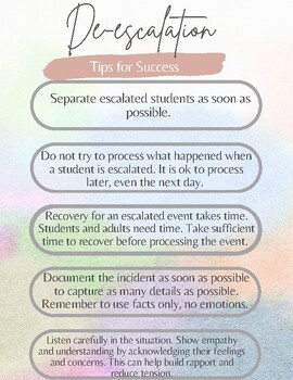 Preview of De-escalation Strategies Flyer: Tips and Principles for Creating a Safe Learning