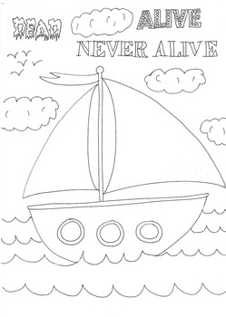 Preview of Dead, Alive, Never Lived: Ocean Theme: Boat Worksheet to Colour In