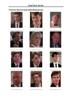 Preview of Dead Poets Society - Character Matching Exercise