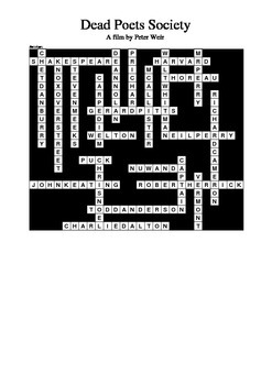 Dead Poets Society Crossword Puzzle by M Walsh TpT