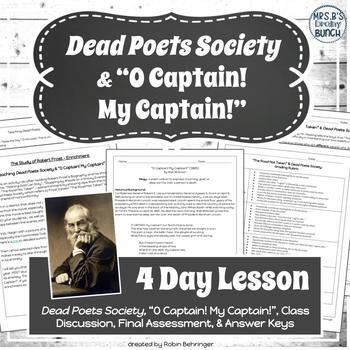 Preview of Dead Poets Society | O Captain My Captain | Robert Frost Poetry Activity
