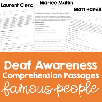 Preview of Deaf Awareness Comprehension Passages: Famous People
