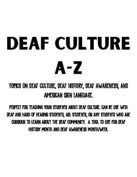 Preview of Deaf Culture A-Z