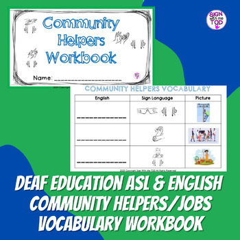 Preview of Deaf Education - ASL and English Community Helpers/Jobs Vocabulary Review