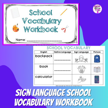 Preview of Deaf Education - ASL and English School Vocabulary Workbook and Review