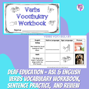 Preview of Deaf Education - ASL and English Verbs Vocabulary and Sentences Review