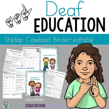 Preview of Deaf Education Caseload Binder-Editable in Shiplap