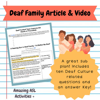 Preview of Deaf Family Article (Free Sub Day Activity!)