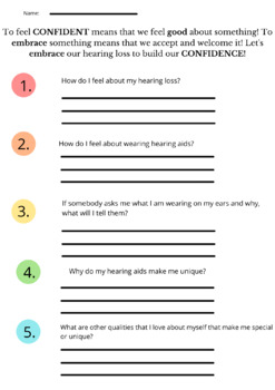 Deaf/Hard of Hearing Worksheet: Self-Advocacy and Self-Esteem (Hearing ...