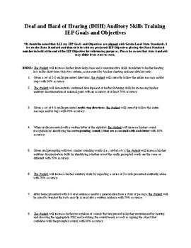 Preview of Deaf and Hard of Hearing (DHH) Auditory Training IEP Goals and Objectives
