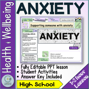 Preview of Dealing With Anxiety - Health and Wellbeing SEL Lesson