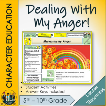 Preview of Anger Management & Coping with Emotions | Social Emotional Learning Lesson